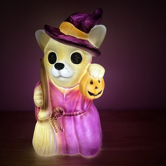 Blow Mold Pan Asian Creations Halloween 18" Fox Witch with Pumpkin~ Lighted~ - Picture 8 of 8